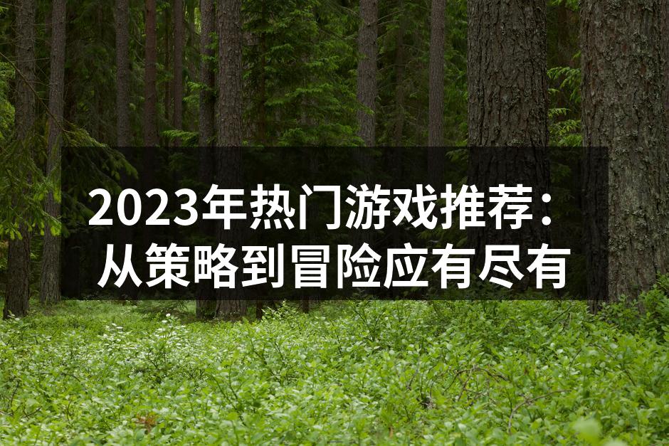 2023年热门游戏推荐：从策略到冒险应有